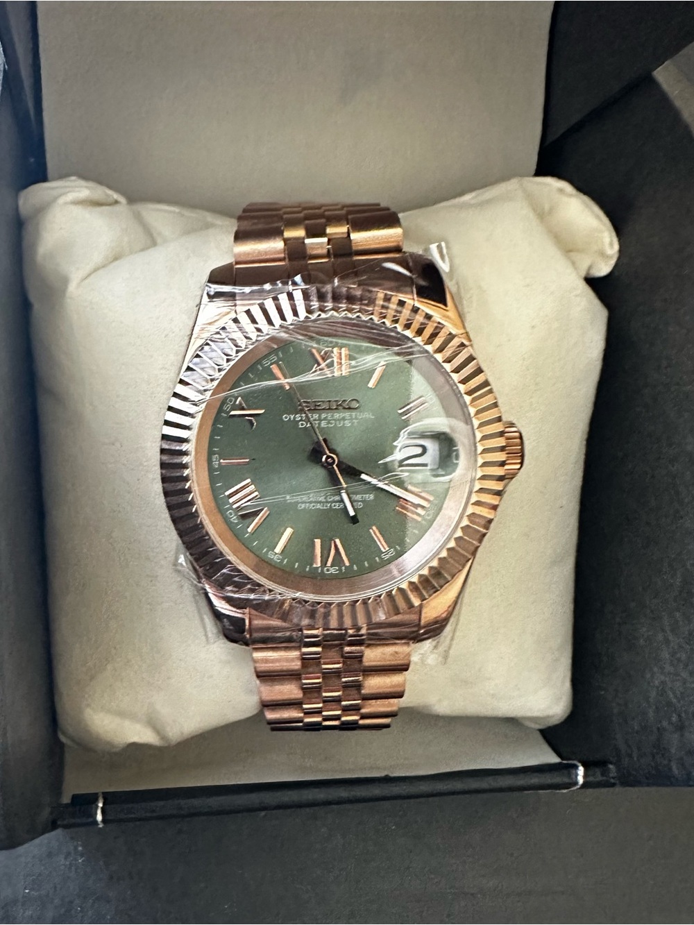 Seiko Mod Rose Gold and Olive (Custom build 39mm)